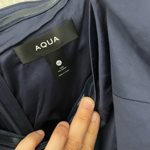 AQUA Strapless Navy Blue Ruffle Maxi Dress | size XL - Picture 3 of 9